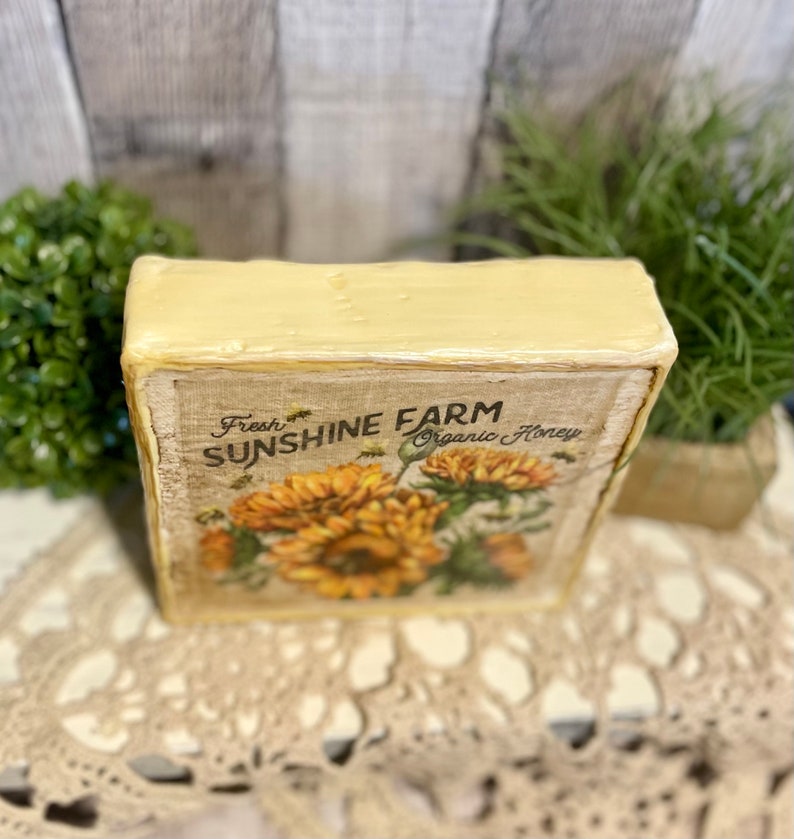 Fall Honey Bee Home Decore Canvas, Sunflower Home Decore, Sunflower & Bee Farm Kitchen Decorating, Farmhouse Decorator Gift For Bee Lovers, sunflower and honeybee canvas for farmhouse home decorating,summer and fall home decore for tiered tray/tables