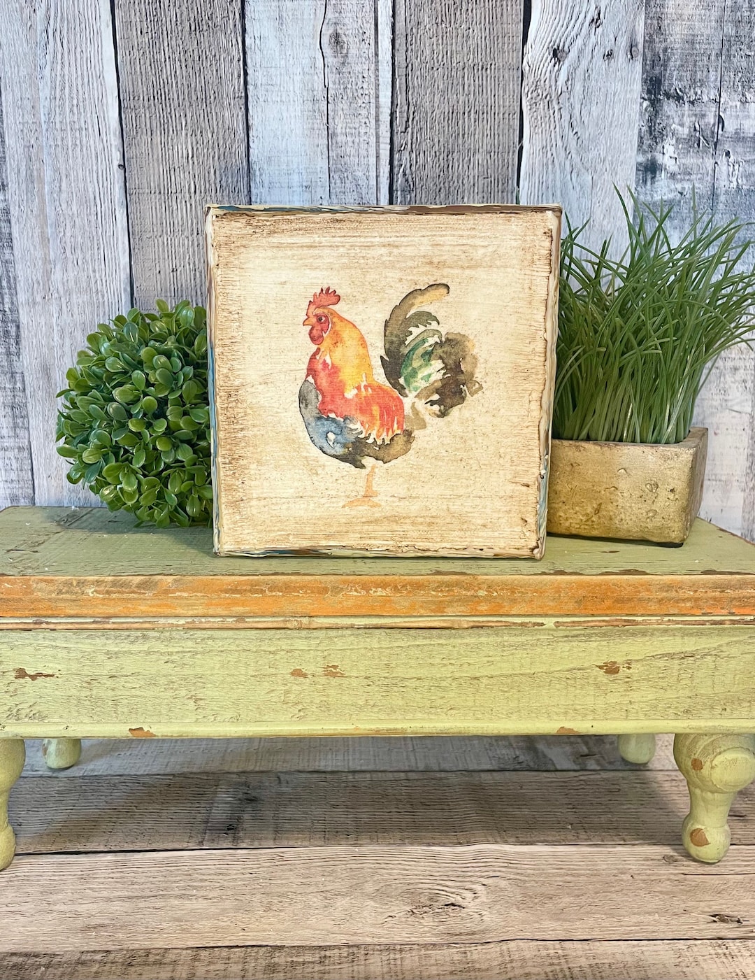 Colorful Farmhouse Rooster, French Country Home Decore, Kitchen Table ...