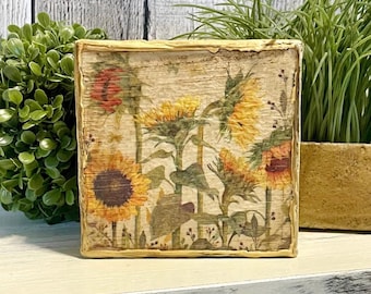 Sunflower Fall Decorating Tray, Decorative Summer Sunflower Canvas, Farmhouse Decorator Gift, Cottage Kitchen Sunflower Home Decore For Fall