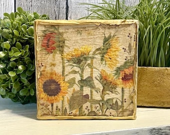 Sunflower Fall Decorating Tray, Decorative Summer Sunflower Canvas, Farmhouse Decorator Gift, Cottage Kitchen Sunflower Home Decore For Fall