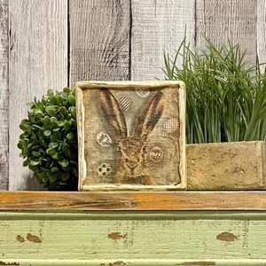 Primitive Bunny Spring Decor Easter Tray Styling, Rustic Country Rabbit Spring Table Home Decore, Farmhouse Decorator Gift For Bunnie Lovers