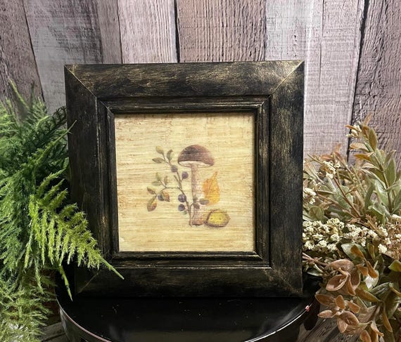 Tiered Tray Decor, Boho Forest Mushroom Art for Home and Office, Woodland Tabletop Decor, Unique Nature Lover Gift, Cottage Farmhouse Decor
