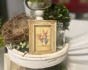 Cottage Spring Tier Tray Decor, Vintage Bunny Rabbit Nursery Decor, Country Farmhouse Decorator Gift For Bunnie Lover, Easter Home Decore