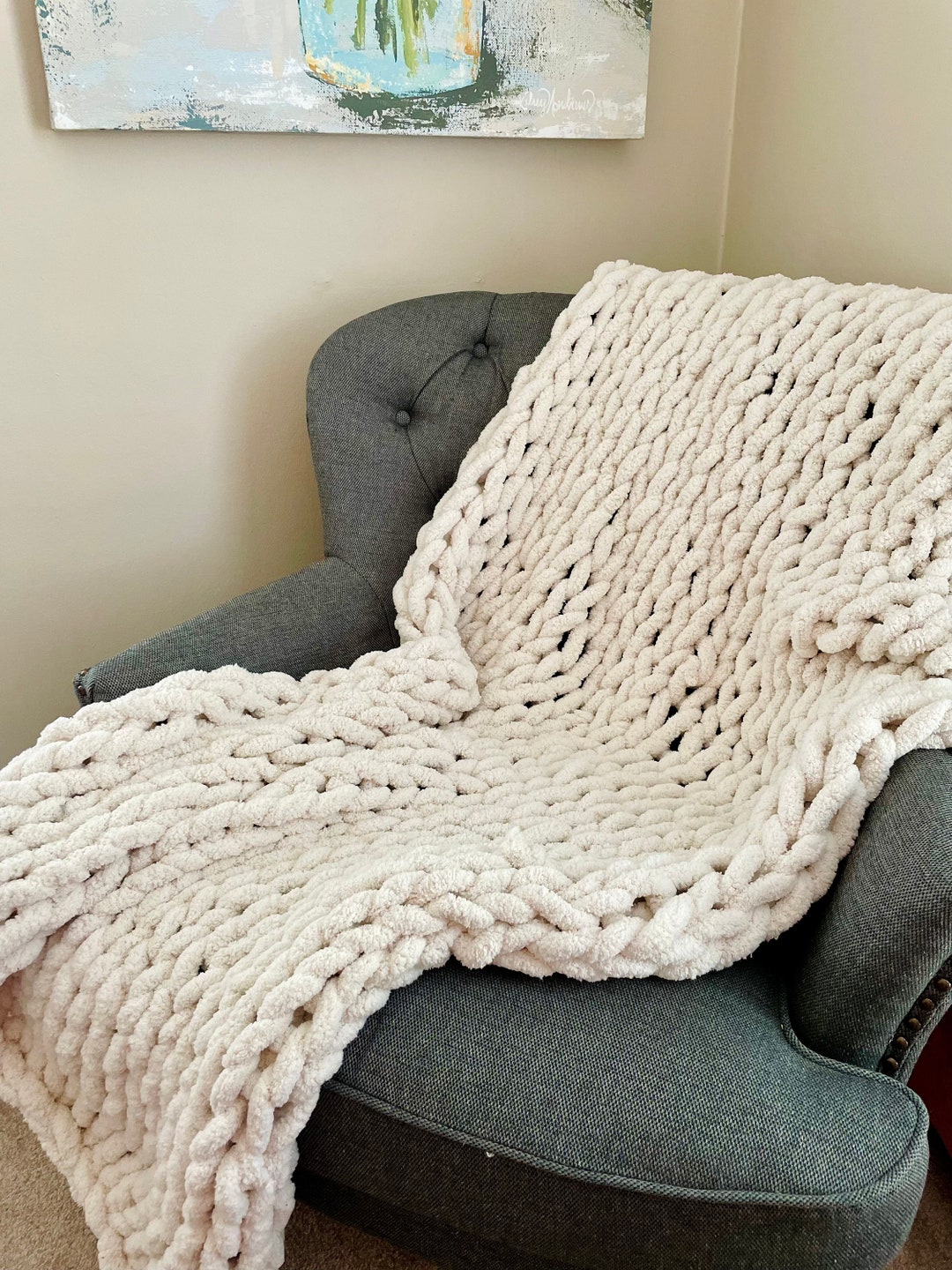 Custom Handmade Chunky Knit Chenille Blanket, FREE SHIPPING, Soft, Aesthetic, & Breathable Etsy