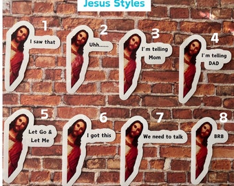 Jesus say what?? Place these stickers on your phones, laptops, water bottles or any where else you want to diplay what Jesus is saying.