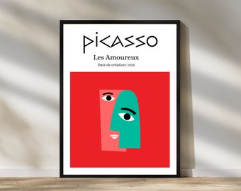 Picasso Les Amoureux 1923 / Pintura abstracta Vintage Cartel Arte Impresión ROJO Pablo Picasso Impresión, Cartel de Picasso, Pintura Picasso, Exposición