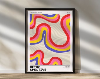 Serie Psicodelia - Retrospectiva 1970 Arte de pared imprimible / Galería Exposición Arte / Decoración retro / Decoración de pared fina / Decoración imprimible