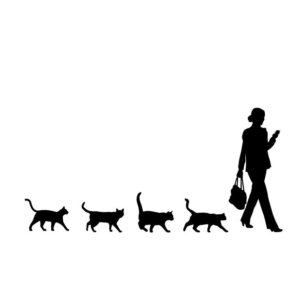 Cats & business woman SVG