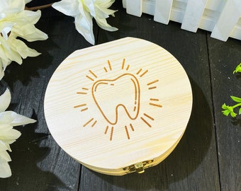Adorable Wooden Baby Tooth Keepsake Box - Tooth Storage and Saver Box for Children - Perfect Gift for Newborns, Birthdays, and Baby Showers
