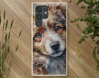 Puppy Dog Samsung Nature-Friendly Biodegradable Smartphone cases with gift packaging. Eco friendly, Ecological, Plastic-Free