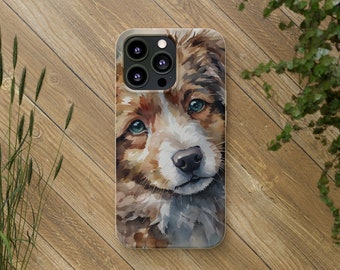 Puppy Dog iPhone Nature-Friendly Biodegradable Smartphone cases with gift packaging for your iPhone. Eco friendly, Ecological, Plastic-Free