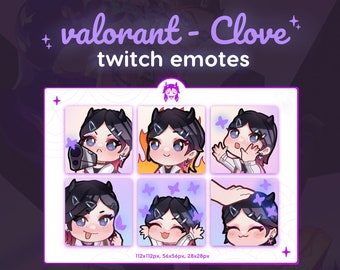 VALORANT CLOVE EMOTES Premade Bundle (6) Pack - New Valorant Agent Inspired - Cute Anime Twitch And Discord Emoji - Emotes For Streamers