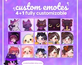 4+1 CUSTOM EMOTES COMISSION - fully customizable discord & twitch emoji pack | chibi anime style | made to order emotes | streamers vtubers