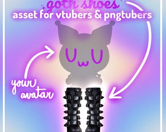 Sapatos góticos Vtuber Asset para streaming - Chibi Pngtuber Meme engraçado Assets - Twitch Stream Cute Big Platform Demonia Punk Kawaii Fashion Shoes