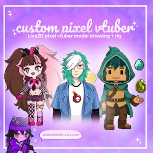 CUSTOM PIXEL VTUBER Chibi-personage - fullbodymodel - op bestelling gemaakt - kunst + rig - Vtube-studio klaar schattige mascotte - korrelige anime-avatar