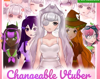 Modelo feminino personalizável de corpo inteiro pré-fabricado Vtuber - Avatar de anime manipulado - Estúdio Vtube pronto Mais de 120 peças e expressões pré-fabricadas