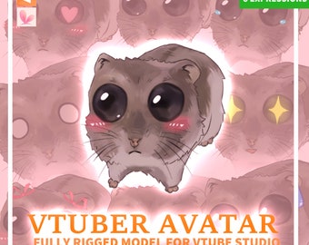 Hamster Triste Vtuber - avatar de animal fofo de meme em 2D - hamster engraçado totalmente animado com olhos grandes - recursos divertidos para streamers da Twitch