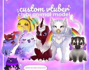 Modelo chibi personalizado de animal Vtuber - Mascote Vtuber - Modelo Live2D chibi de animal com rigging - Avatar de animal fofo feito sob encomenda - Streamer da Twitch