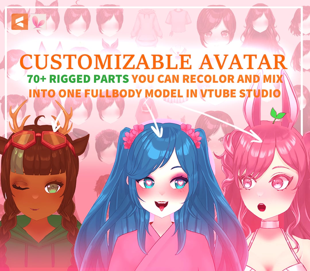 Customizable Vtuber Fully Rigged Model Changeable Premade Parts Model ...