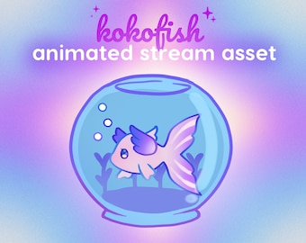 RECURSO DE TRANSMISSÃO KOKOMI | Aquário de peixes animados fofos do Genshin Impact | Decoração Kawaii Kokofish para Twitch | Sobreposição de transmissão engraçada | Configuração do streamer