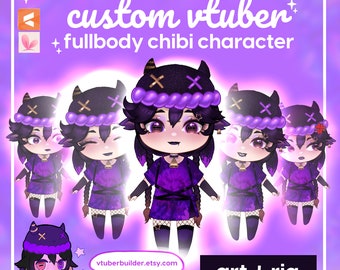 CUSTOM FULLBODY VTUBER chibi model - Art and Rig - Vtuber Mascot - Live2D Model - Cute Made To Order Avatar - Twitch Streamer - 4 Expression