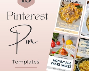 Food Blogger Pinterest Pin Templates, Canva Editable (Digital Download)