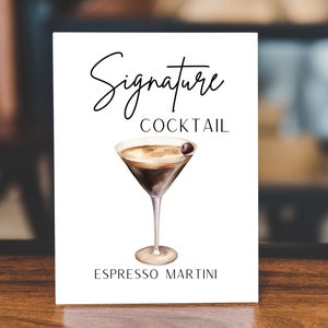 Espresso Martini Signature Drink Sign, Wedding Bar Sign, Printable Wedding Sign, Bar Decor Print, Signature Drink Sign, Signature Cocktail