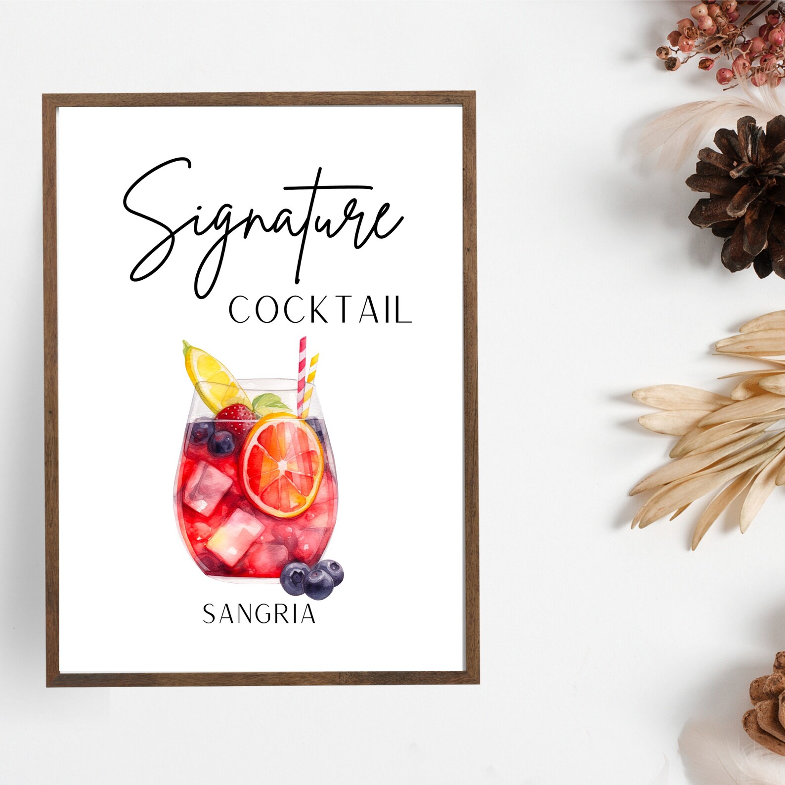 Sangria Signature Drink Sign, Wedding Bar Sign, Printable Wedding Sign, Bar Decor Print ...