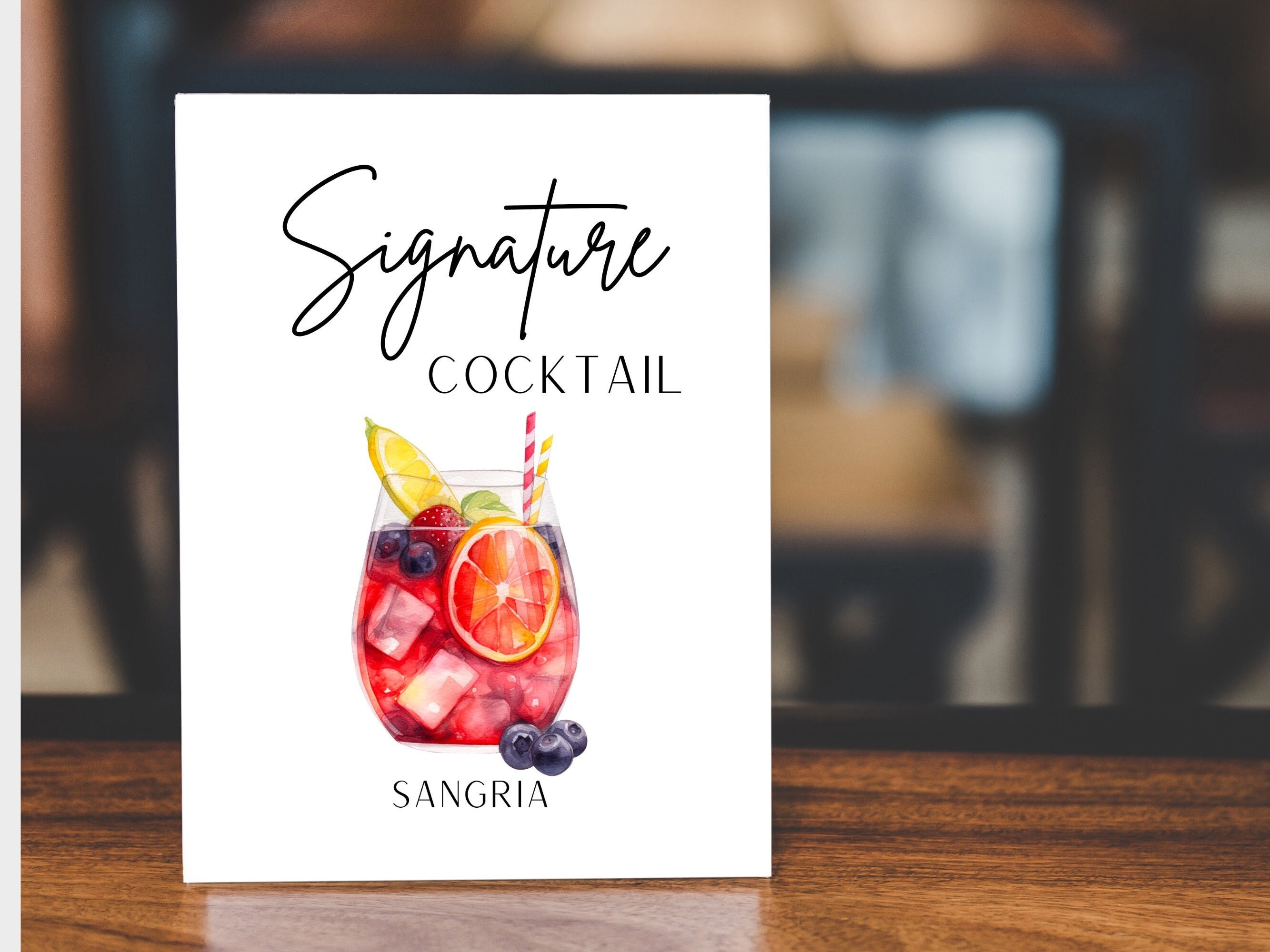 Sangria Signature Drink Sign, Wedding Bar Sign, Printable Wedding Sign, Bar Decor Print ...