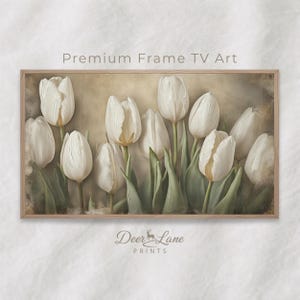 Neutral Tulips Frame TV Art: Spring Floral Screensaver (Digital Download)