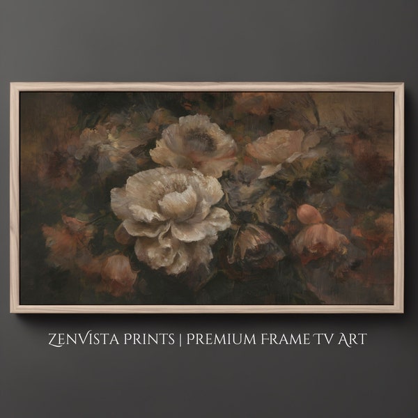 Moody Floral Frame Tv Art | Dark Academia Abstract Flowers | Vintage Frame Tv Art Antique Flowers | Vintage Botanical Frame Tv Art