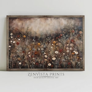Printable Wildflower Field Landscape Vintage Painting | Vintage Wildflower Printable | Wildflower Digital Wall Art | Landscape Digital Print