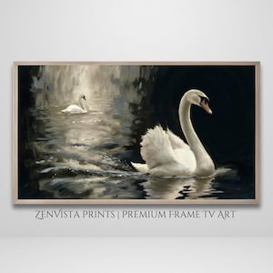 Dark Swan Painting: Moody Farmhouse TV Art (Digital Download)