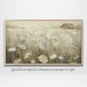 Vintage Frame Tv Art Flower Landscape | Muted Tv Art | Farmhouse Country Frame Tv Art Painting | Frame Tv Landscape Art | Digital Download