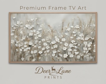 White Wildflower Samsung Frame TV Art | Farmhouse Spring Painting (Digital Download)