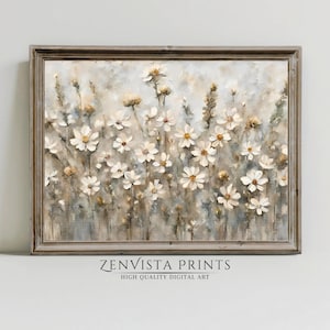 White Wildflowers Digital Wall Art Daisies | Spring Digital Print Wildflowers | Spring Printable Wall Art Wildflower Farmhouse Download