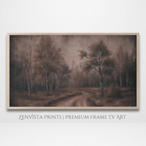 Fall Frame TV Art Moody Vintage Autumn Landscape Oil Painting | Fall Trees Frame Tv Artwork | Rustic Country Decor Digital Download