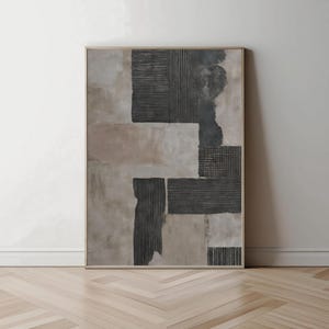 Arte de pared imprimible Wabi Sabi / Descargas de impresiones de arte abstracto Wabi Sabi / Arte de pared minimalista moderno imprimible / Arte abstracto en negro y beige