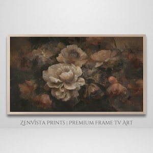 Moody Floral Frame Tv Art | Dark Academia Abstract Flowers | Vintage Frame Tv Art Antique Flowers | Vintage Botanical Frame Tv Art