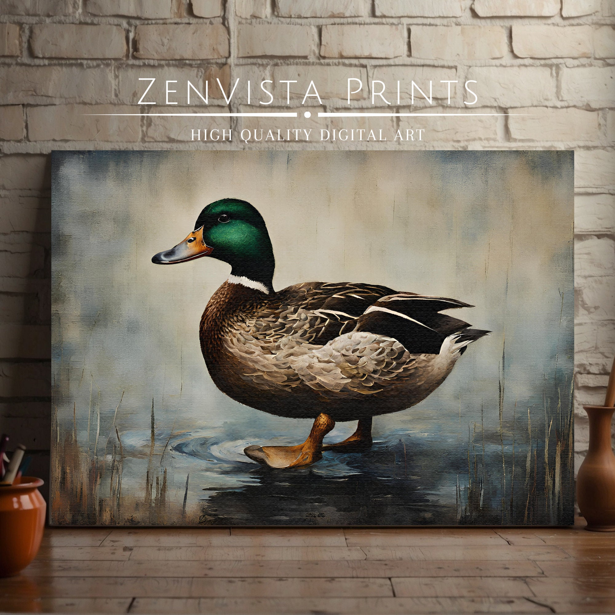 Printable Duck Painting Vintage Digital Duck Painting Download Vintage