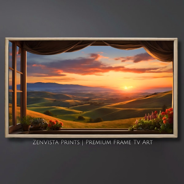 Frame TV Window Art | Samsung Frame TV Art | Frame TV Art Modern Spring | Tv Frame Art Landscape | Instant Digital Download