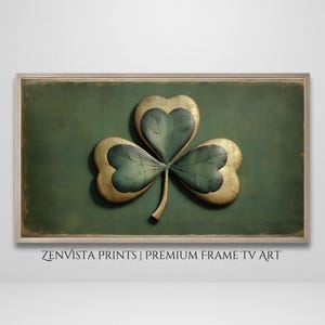 Samsung Frame Tv Art St Patrick&#39;s Day | Green and Gold Irish Shamrock Tv Art | 3D Framed Tv Art Spring | Instant Download