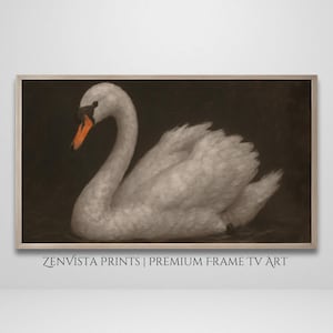 Vintage Swan Painting: Moody Farmhouse Frame TV Art (Digital Download)