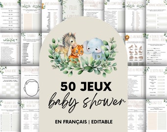 50 Jeux Baby Shower | en français | PDF | Imprimable | Template 50 Jeux Fête Prénatale | Prédiction Bébé