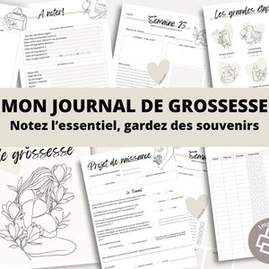 Journal de grossesse en français PDF Imprimable Suivi de la grossesse. image 1