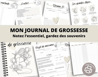 Journal de grossesse | en français | PDF | Imprimable | Suivi de la grossesse | Souvenirs de grossesse | Arrivée de bébé