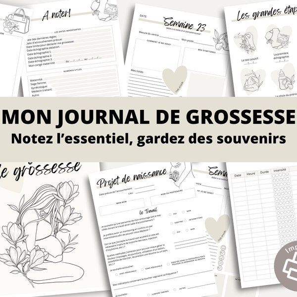 Journal de grossesse | en français | PDF | Imprimable | Suivi de la grossesse.