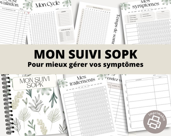Mon suivi SOPK | Tracker SOPK | En français | Pour suivre vos symptômes, cycles, traitements | PDF