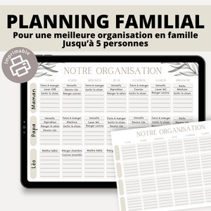 Planning familial | Organisation de la maison | Tâches ménagères |  Français | PDF | A4 imprimable