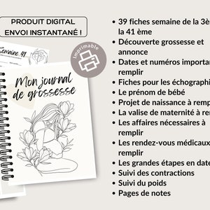 Journal de grossesse en français PDF Imprimable Suivi de la grossesse. image 6